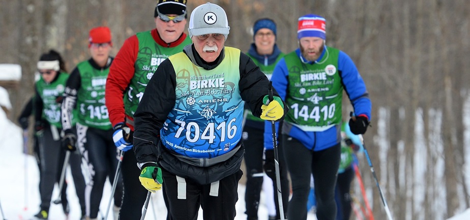 Jerry Tindal races during the 2025 Birkebeiner