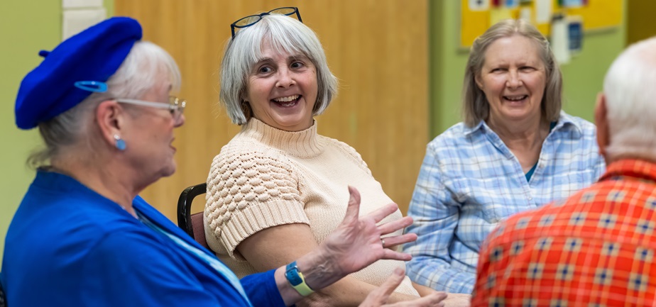 From left: Evelyn Hagfeldt, Lynn Goerdt and Stephanie Lambert share holiday memories during Story Lines, a LiveWell event at the Lew Martin Senior Center in Superior. LiveWell hosts free weekly events such as pickleball, cooking classes and craft meet-ups.