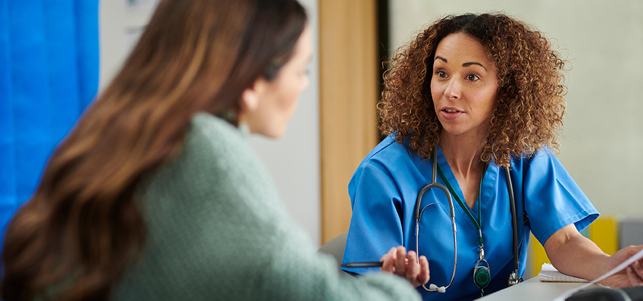 Woman talking with provider
