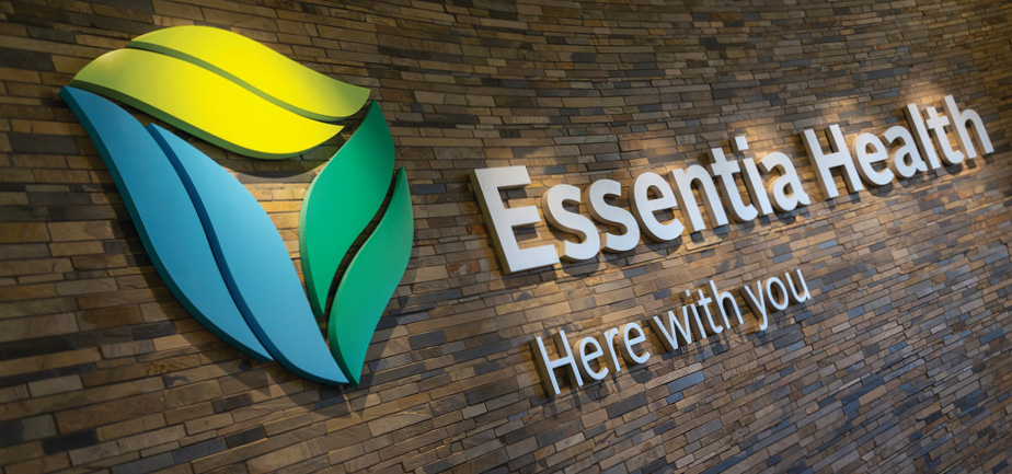 Essentia Health logo on brick wall