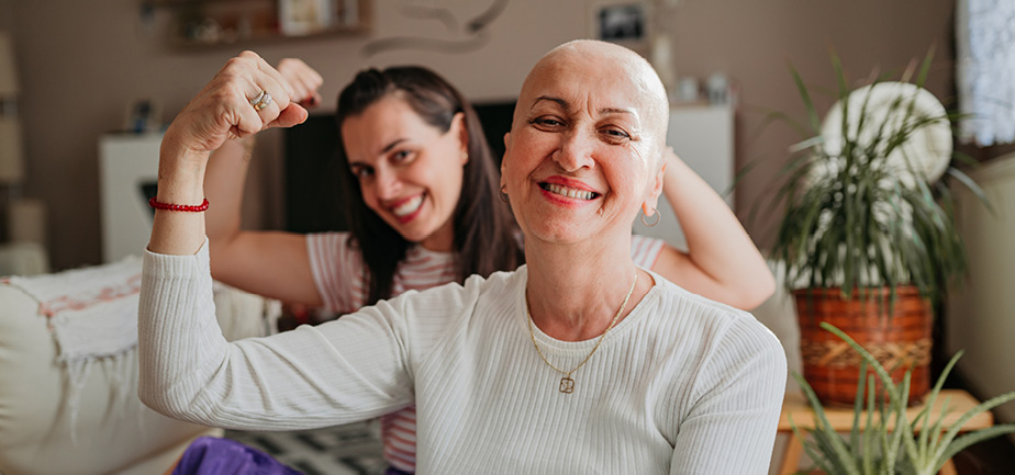 cancer patient with daughter behind her