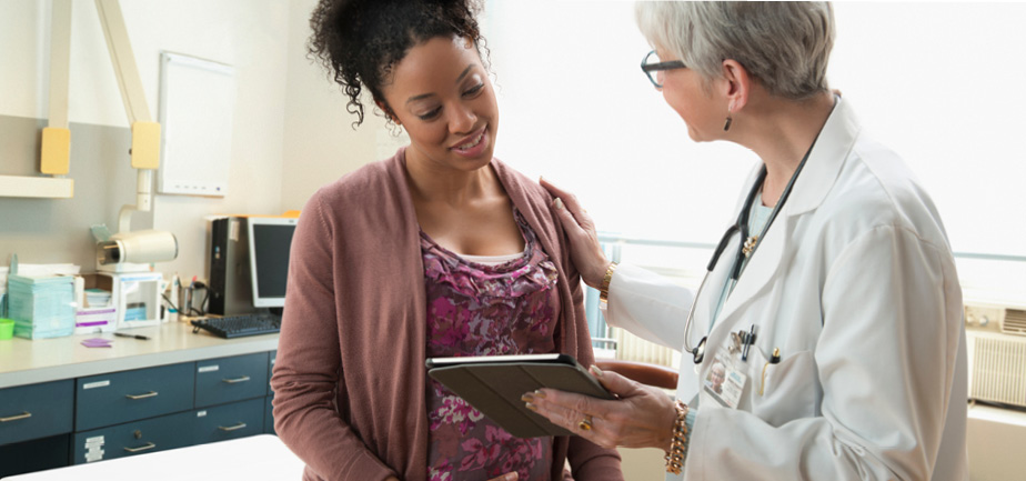 female african american patient with female provider
