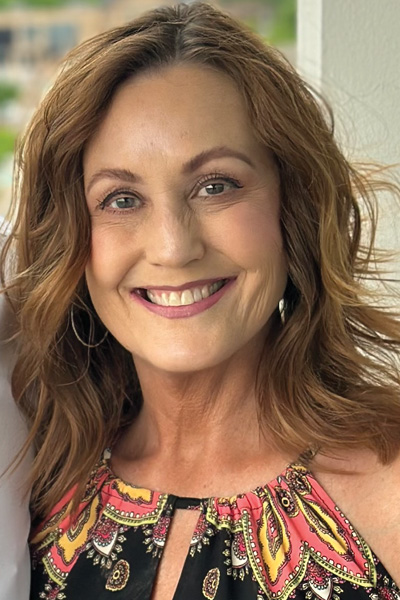 a woman smiling
