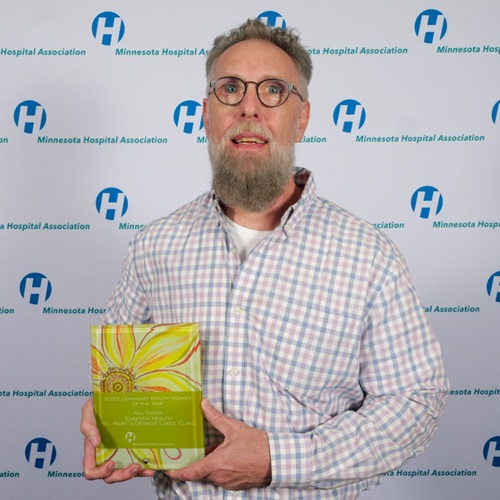 Paul Sweere, of the Essentia Health St. Mary’s-Detroit Lakes Clinic, was named the 2025 Community Health Worker of the Year by the Minnesota Hospital Association.