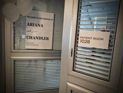 Signs on hospital door