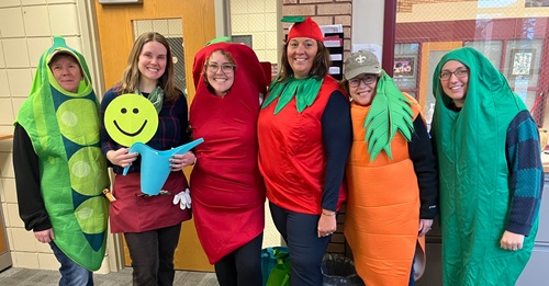 Dressed in vegetable costumes, Crow Wing Energized members reached 650 elementary students in classroom visits in 2025 to promote healthy eating through an Essentia Health partnership supporting “One Vegetable, One Community.”